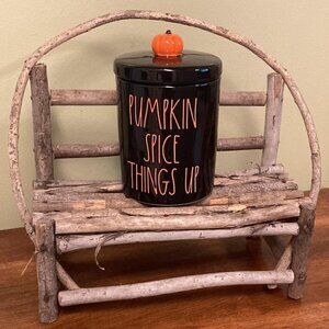 RAE DUNN PUMPKIN SPICE THINGS UP with PUMPKIN ON LID CANISTER JAR